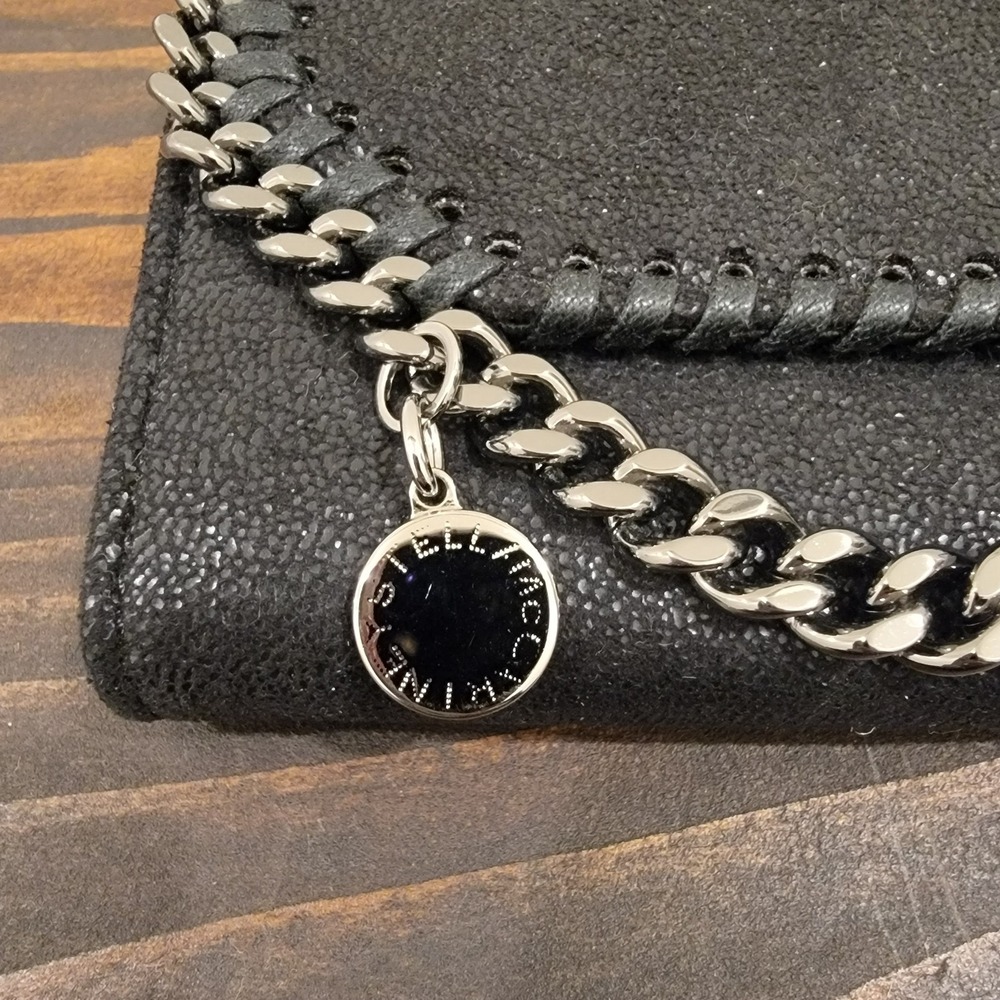 Stella McCartney Black Falabella Chain Mini Wallet With Box Made in Italy - Picture 13 of 15